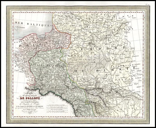 53-Europe, Poland, Russia and Baltic Countries Map By Louis Vivien de Saint-Martin