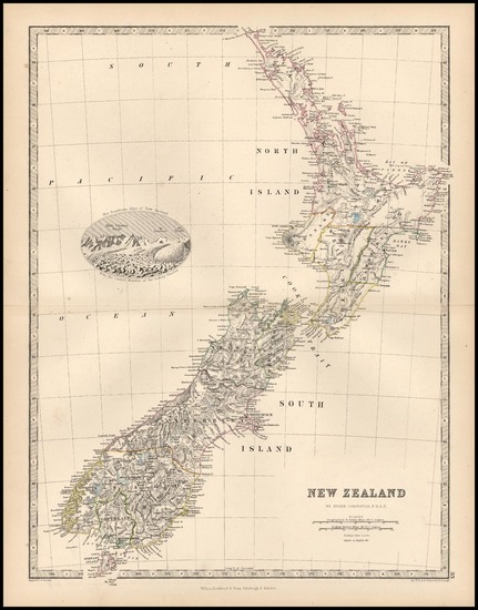 85-Australia & Oceania and New Zealand Map By Keith Johnston