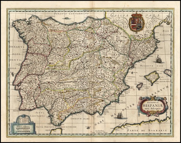 73-Europe, Spain and Balearic Islands Map By Willem Janszoon Blaeu