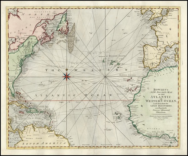 37-World, Atlantic Ocean, United States, South America and America Map By Carington Bowles