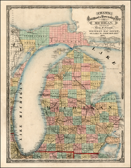 57-Midwest Map By George F. Cram