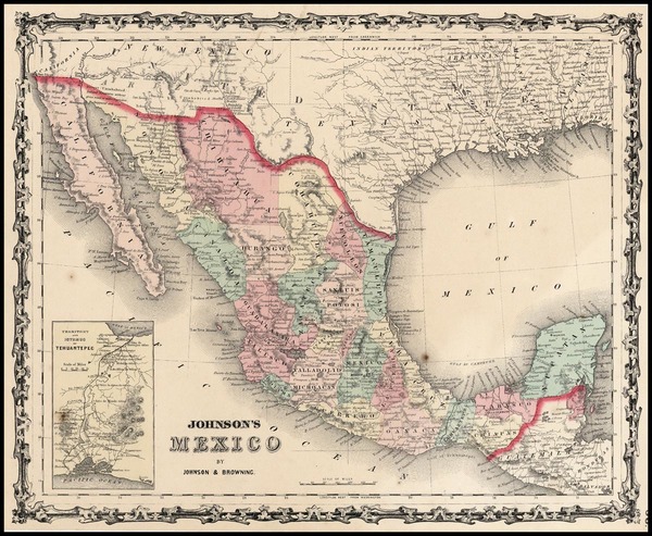 35-Southwest and Mexico Map By Alvin Jewett Johnson  &  Ross C. Browning