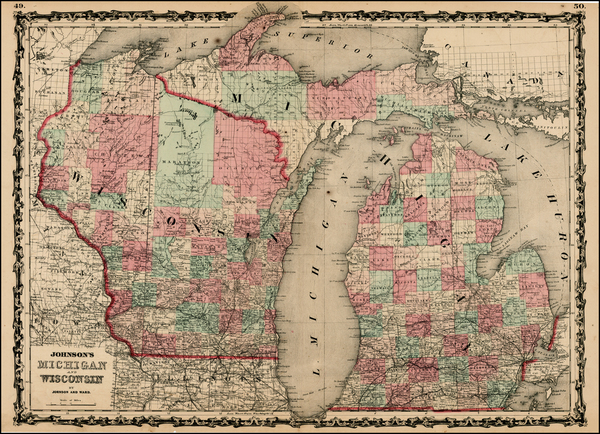 47-Midwest Map By Benjamin P Ward  &  Alvin Jewett Johnson