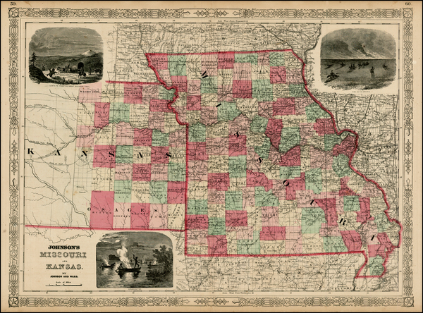 23-Midwest and Plains Map By Benjamin P Ward  &  Alvin Jewett Johnson