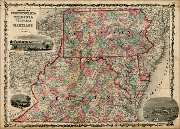 83-Mid-Atlantic and Southeast Map By Benjamin P Ward / Alvin Jewett Johnson