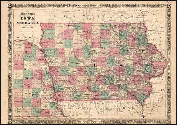 68-Midwest and Plains Map By Benjamin P Ward  &  Alvin Jewett Johnson