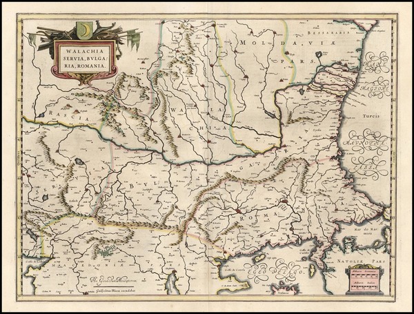 72-Europe, Romania and Balkans Map By Willem Janszoon Blaeu