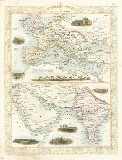 95-Europe, Europe, Asia, India, Central Asia & Caucasus and Middle East Map By John Tallis