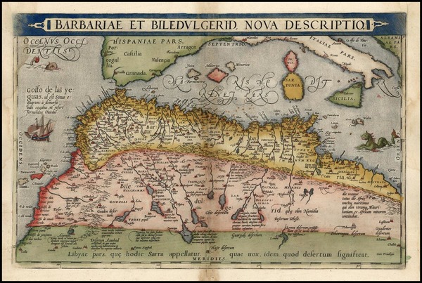 47-Europe, Mediterranean, Africa, North Africa and Balearic Islands Map By Abraham Ortelius