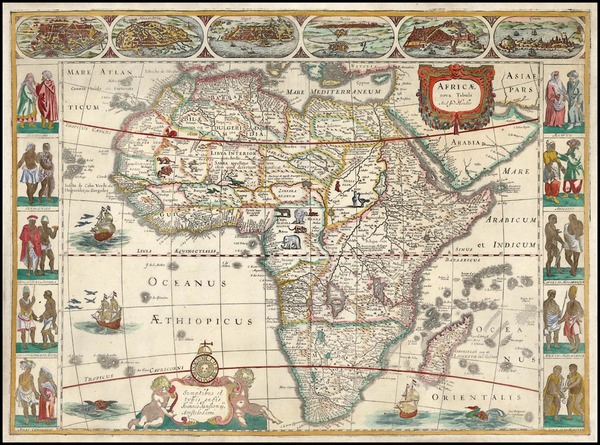 41-Africa and Africa Map By Jodocus Hondius / Jan Jansson