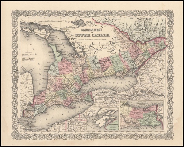 46-Midwest and Canada Map By Joseph Hutchins Colton