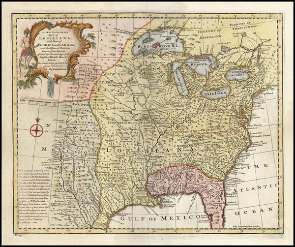 57-United States, South, Southeast and Midwest Map By Emanuel Bowen