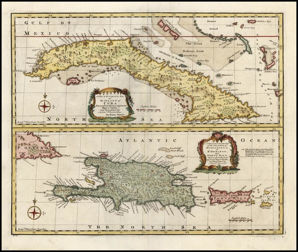 46-Caribbean Map By Emanuel Bowen