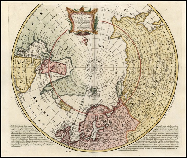 22-World, Northern Hemisphere, Polar Maps and Canada Map By Emanuel Bowen