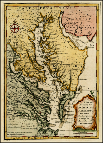 19-Mid-Atlantic and Southeast Map By Emanuel Bowen