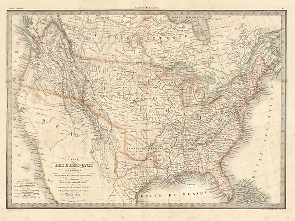 82-United States, Texas and Canada Map By Alexandre Emile Lapie