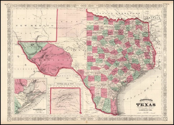 63-Texas Map By Alvin Jewett Johnson