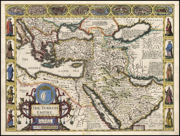 87-Europe, Turkey, Mediterranean, Asia, Middle East and Turkey & Asia Minor Map By John Speed
