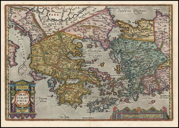 89-Europe, Turkey, Asia, Turkey & Asia Minor, Balearic Islands and Greece Map By Abraham Ortel