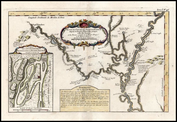 46-South and Texas Map By Jacques Nicolas Bellin