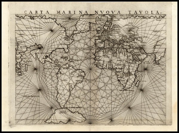 35-World and World Map By Girolamo Ruscelli