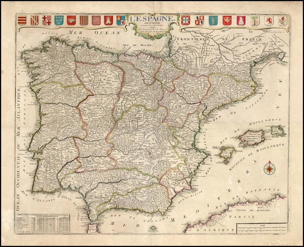 35-Europe, Spain and Portugal Map By Nicolas de Fer / Guillaume Danet