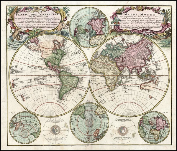 74-World, World and Polar Maps Map By Homann Heirs