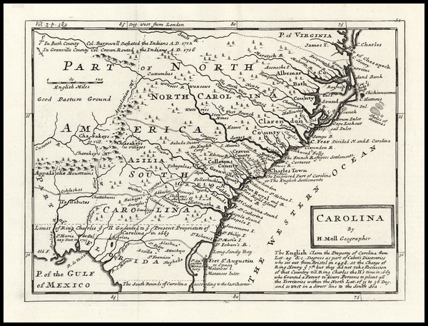 27-Mid-Atlantic, South and Southeast Map By Herman Moll