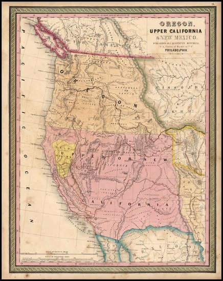 29-Southwest, Rocky Mountains and California Map By Samuel Augustus Mitchell