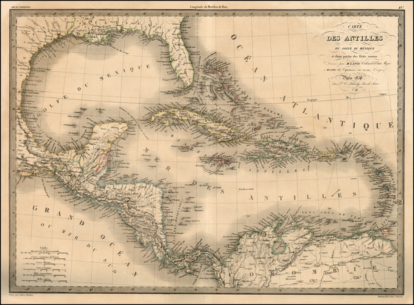 34-Southeast, Texas, Caribbean and Central America Map By Alexandre Emile Lapie