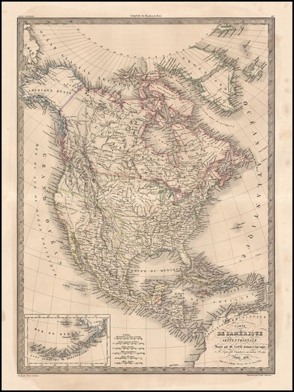 55-North America Map By Alexandre Emile Lapie
