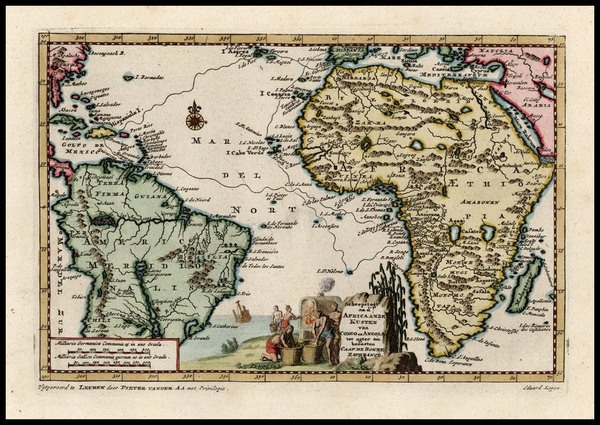 61-South America, Africa and Africa Map By Pieter van der Aa