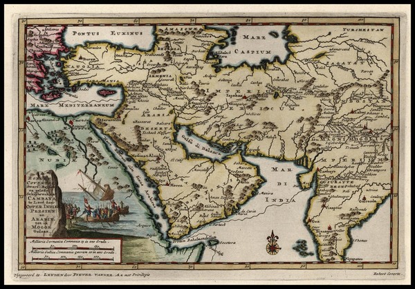 46-Asia, India, Central Asia & Caucasus and Turkey & Asia Minor Map By Pieter van der Aa