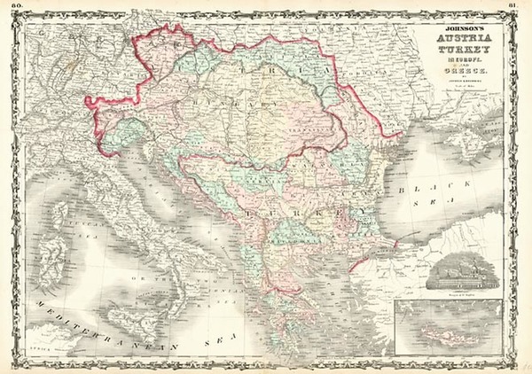 62-Europe, Hungary, Balkans, Turkey and Greece Map By Alvin Jewett Johnson  &  Ross C. Brownin