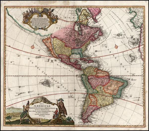 87-Western Hemisphere and America Map By Johann Baptist Homann