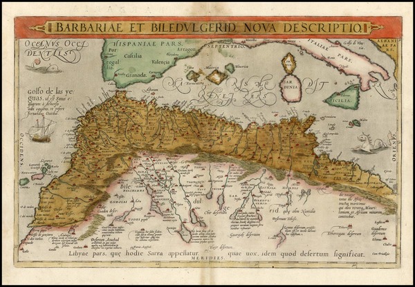 63-Europe, Mediterranean, Africa, North Africa and Balearic Islands Map By Abraham Ortelius