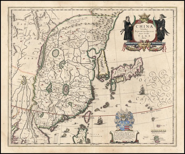 71-Asia, China, Japan, Korea and Philippines Map By Willem Janszoon Blaeu