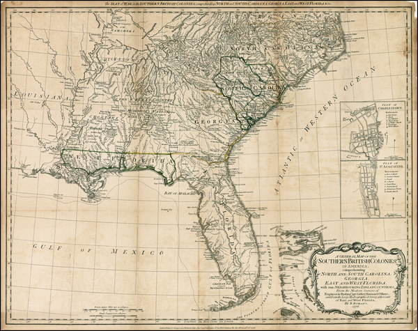 6-Mid-Atlantic, Florida, South and Southeast Map By Robert Sayer  &  John Bennett