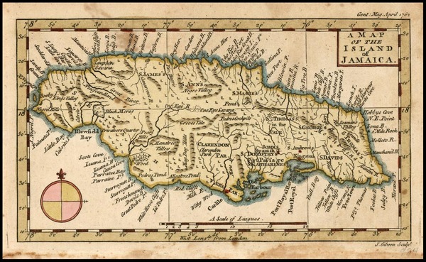 89-Jamaica Map By Gentleman's Magazine