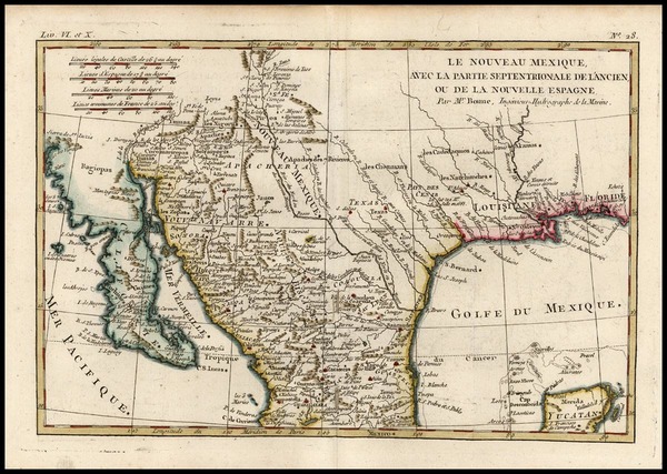 12-Texas, Southwest, Mexico and Baja California Map By Rigobert Bonne