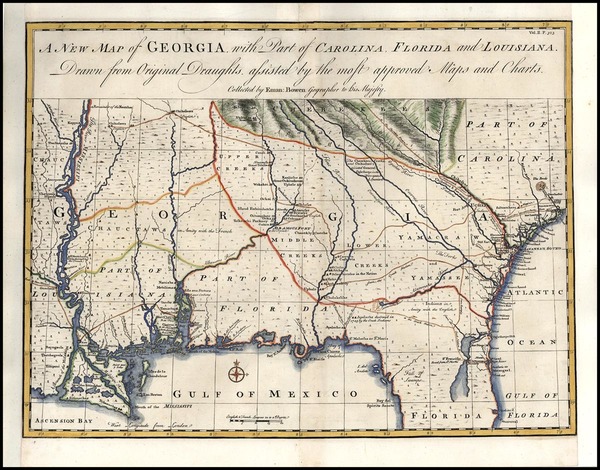 25-South and Southeast Map By Emanuel Bowen