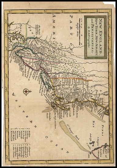 63-New England and Mid-Atlantic Map By Herman Moll