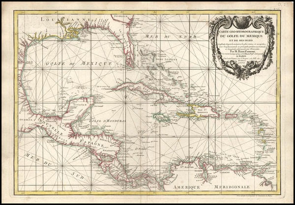 86-South, Mexico, Caribbean and Central America Map By Giovanni Antonio Rizzi-Zannoni