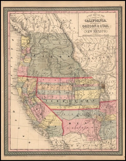 32-Southwest, Rocky Mountains and California Map By Thomas, Cowperthwait & Co.
