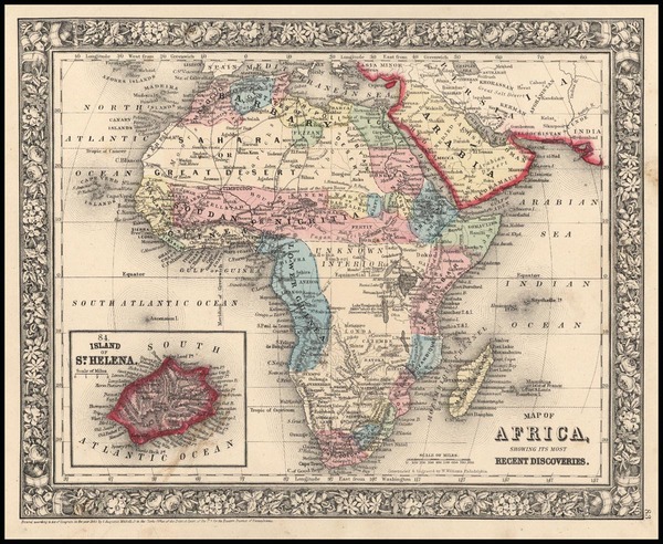 85-Africa and Africa Map By Samuel Augustus Mitchell Jr.