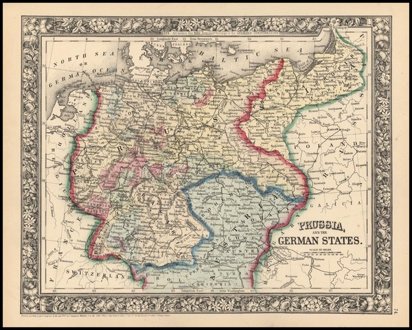 1-Europe, Poland, Baltic Countries and Germany Map By Samuel Augustus Mitchell Jr.