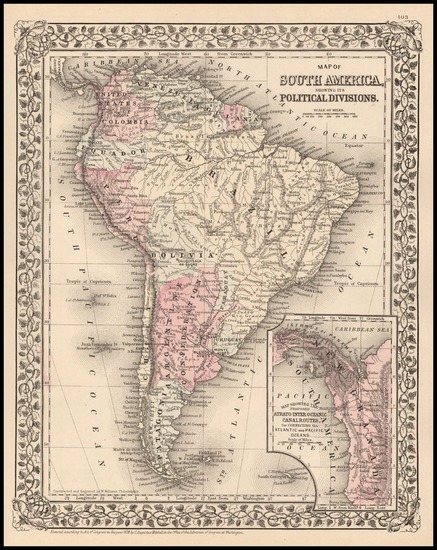 78-Central America and South America Map By Samuel Augustus Mitchell Jr.