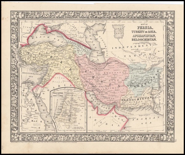 41-Asia, Central Asia & Caucasus and Turkey & Asia Minor Map By Samuel Augustus Mitchell J