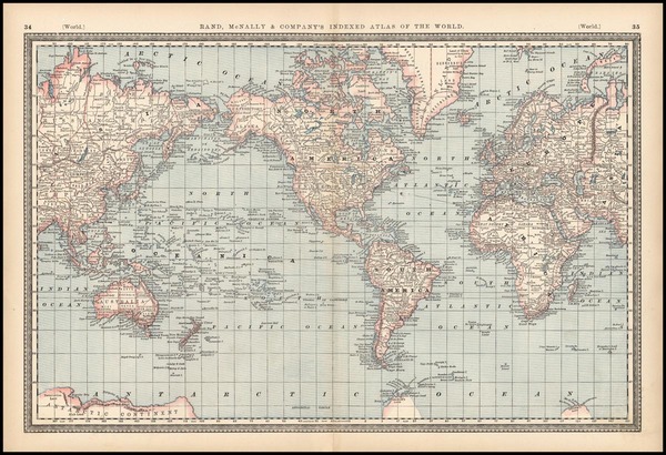 73-World and World Map By William Rand  &  Andrew McNally