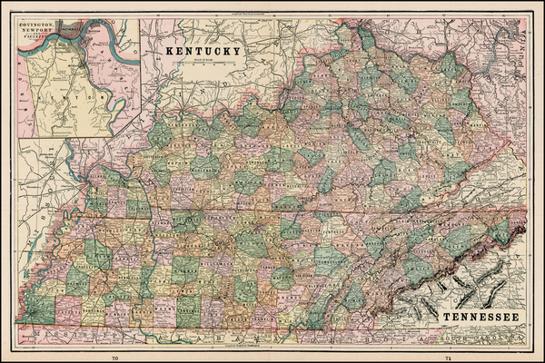 89-South and Southeast Map By George F. Cram